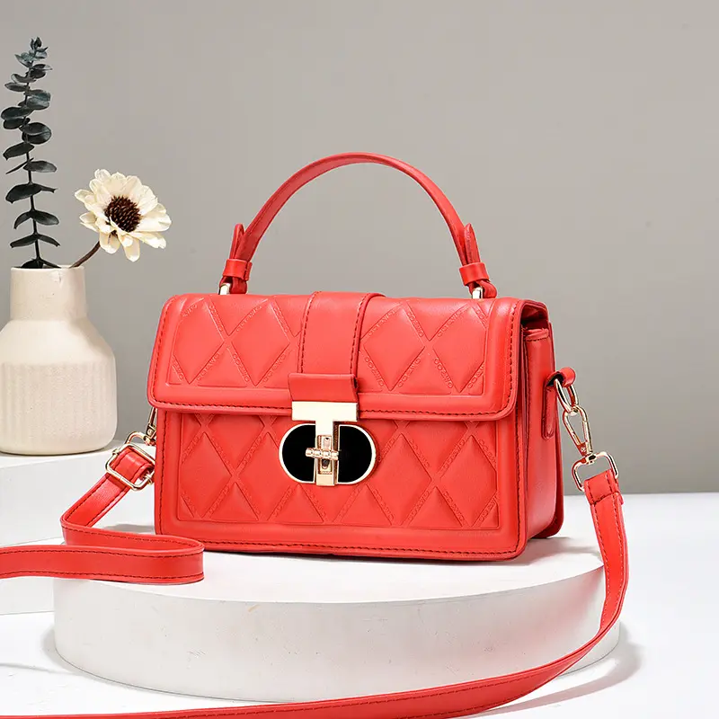 Pu Leather Women Top-handle Bag 2025 New Summer Versatile Diamond Grid Crossbody Square Bag Handbag Lady Shoulder Bag Purse