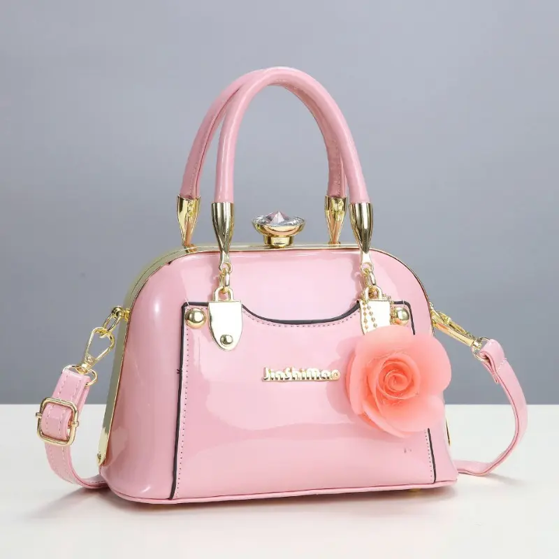 205 New Patent Leather Metal Rhinestone Buckle Handbag High Quality Banquet Dress Daily One-shoulder Cross-body Women's Bag