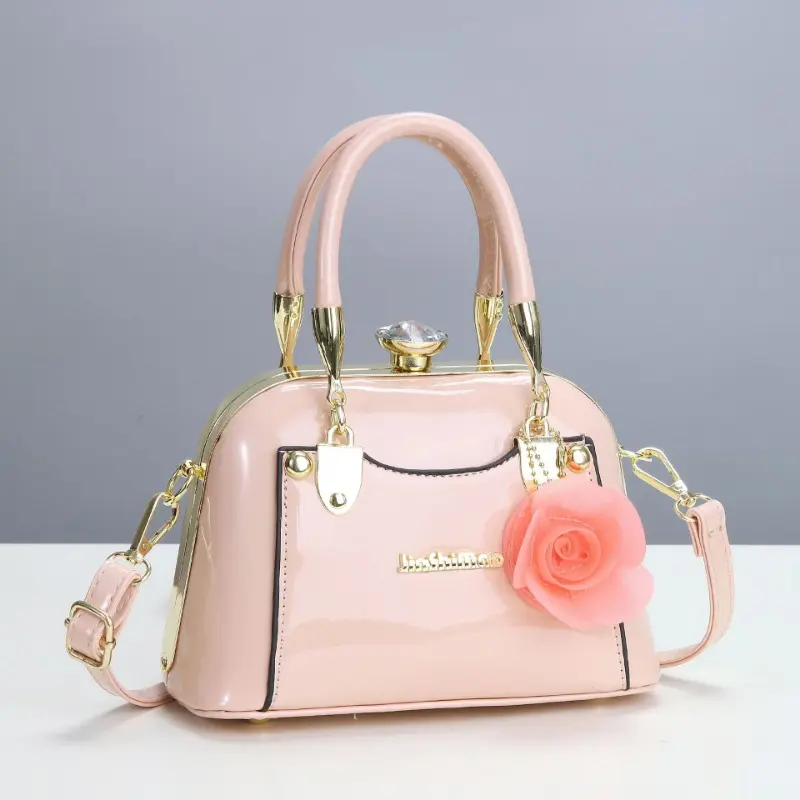 205 New Patent Leather Metal Rhinestone Buckle Handbag High Quality Banquet Dress Daily One-shoulder Cross-body Women's Bag
