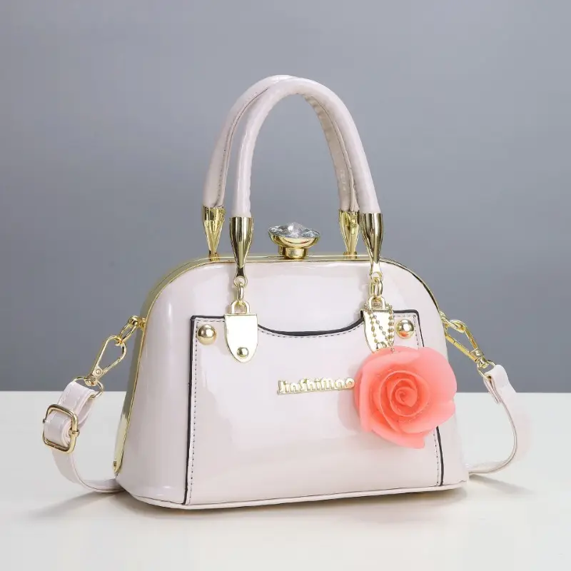 205 New Patent Leather Metal Rhinestone Buckle Handbag High Quality Banquet Dress Daily One-shoulder Cross-body Women's Bag