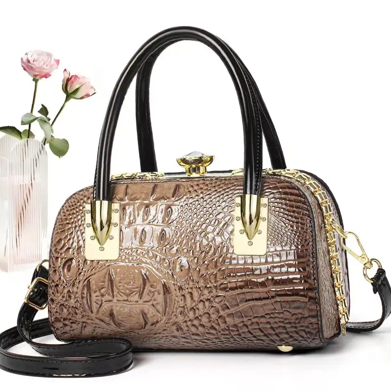 Women Handbags Designer Crocodile Pattern Ladies Boston Party Evening Bag New Fashion Diamonds Simple Hard Bride Wedding Bags