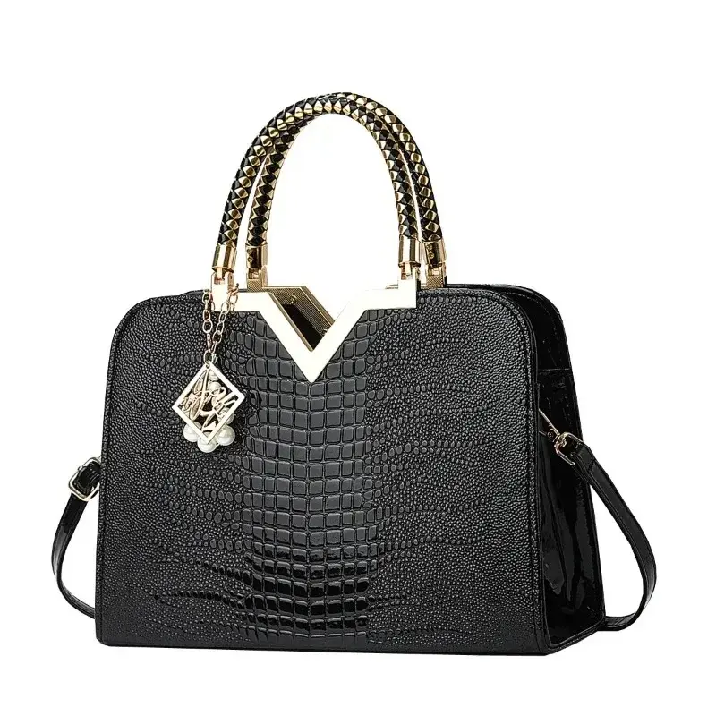 Large Capacity Crocodile Pattern Women'S Handbag Fashion Trend Shoulder Bag Classic Versatile Crossbody Bag Commuter Tote Bag