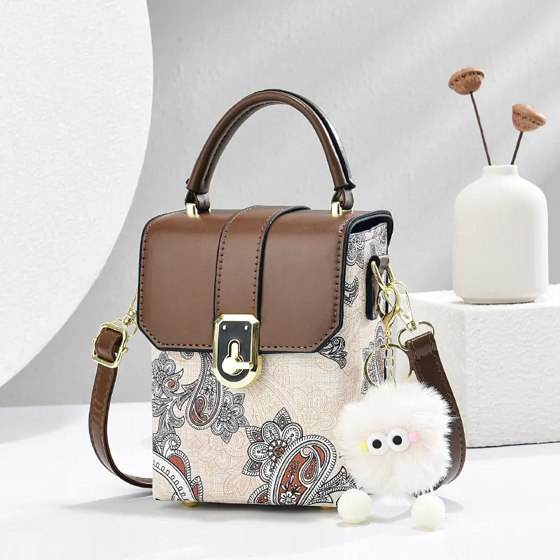 Fashionable Crossbody Phone Bag Women's Handbag Elegant National Style Single Shoulder Bag Soft PU Leather Mobile Phone Bags