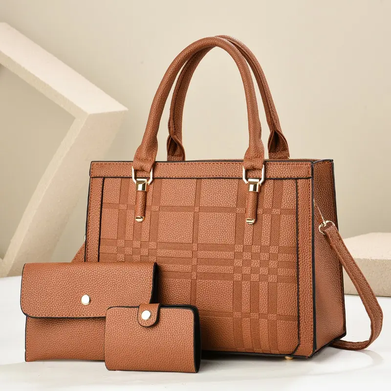 3pcs/set Bags for Women Large Capacity Pu Leather Single Shoulder Bag Fashionable Vintage Style Women's Casual Tote Handbag