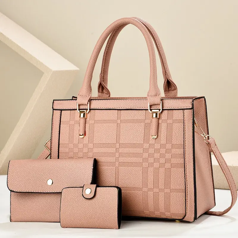 3pcs/set Bags for Women Large Capacity Pu Leather Single Shoulder Bag Fashionable Vintage Style Women's Casual Tote Handbag