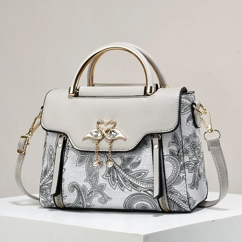 Retro Printed Letter Small Square Bag Tassel Handbags for Women Elegant Crossbody Bag Trendy Womens Office & Work Shoulder Bags