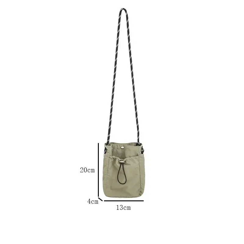 Korean Mobile Phone Bag Mini Nylon Shoulder Bags for Men Women Soft Mini Phone Small Square Bag Drawstring Crossbody Bag