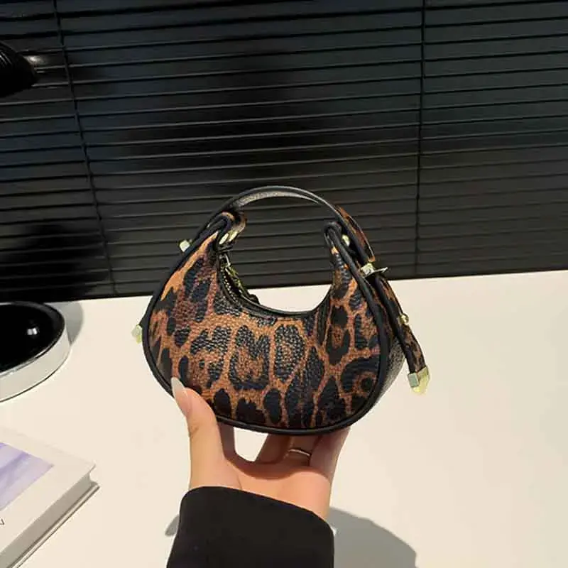 Mini Leopard PU Leather Crossbody Bags for Women 2025 Y2K Trend Female Korean Fashion Lady Shoulder Bag Lady Handbags Bolsas