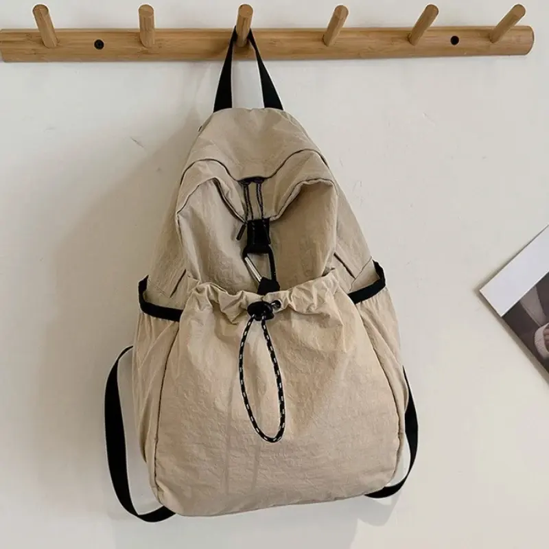 Junior High School Student Schoolbag Women 2025 New Backpack Cloth Bag Casual Fashion Pleat High-Grade Backpack Women