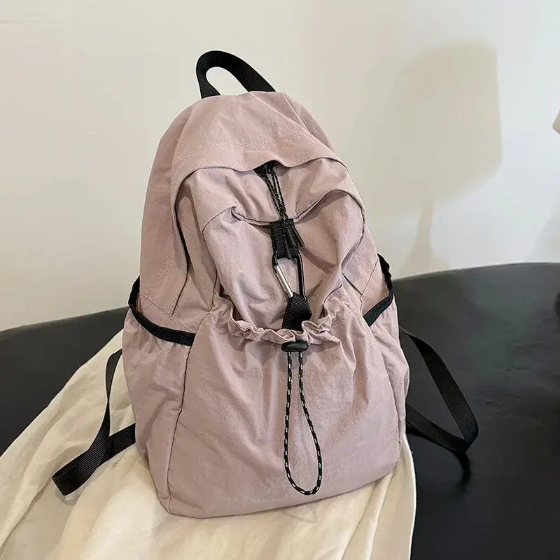 Junior High School Student Schoolbag Women 2025 New Backpack Cloth Bag Casual Fashion Pleat High-Grade Backpack Women