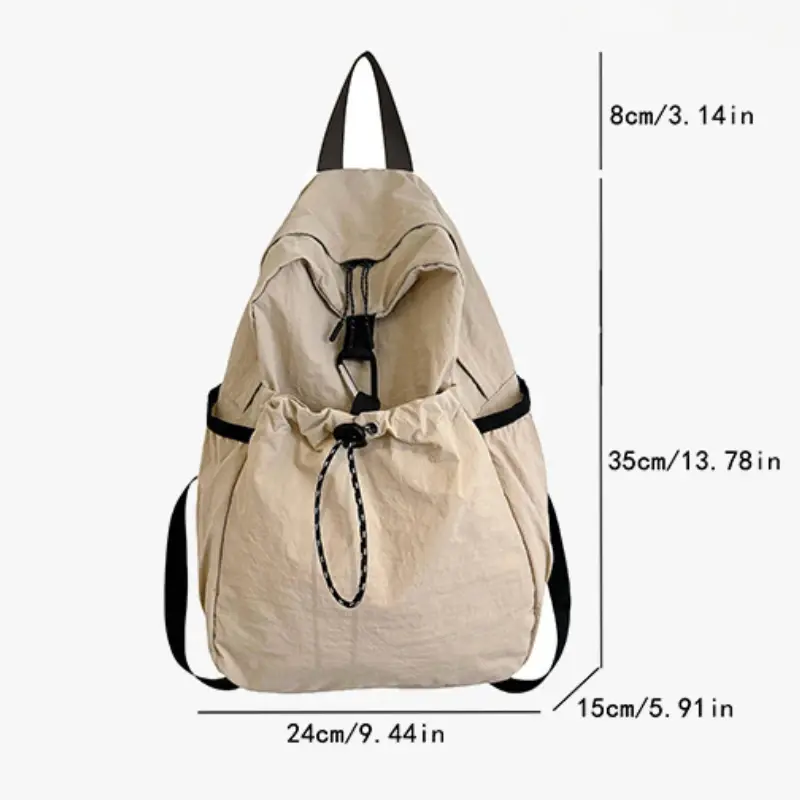 Junior High School Student Schoolbag Women 2025 New Backpack Cloth Bag Casual Fashion Pleat High-Grade Backpack Women