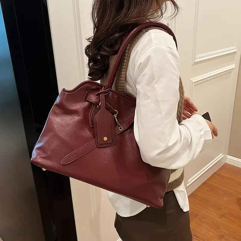 PU Leather Retro Tote Bag for Women 2025 Winter Trend New Fashion Y2K Handbags Lady Travel Shoulder Crossbody Bags Handbags