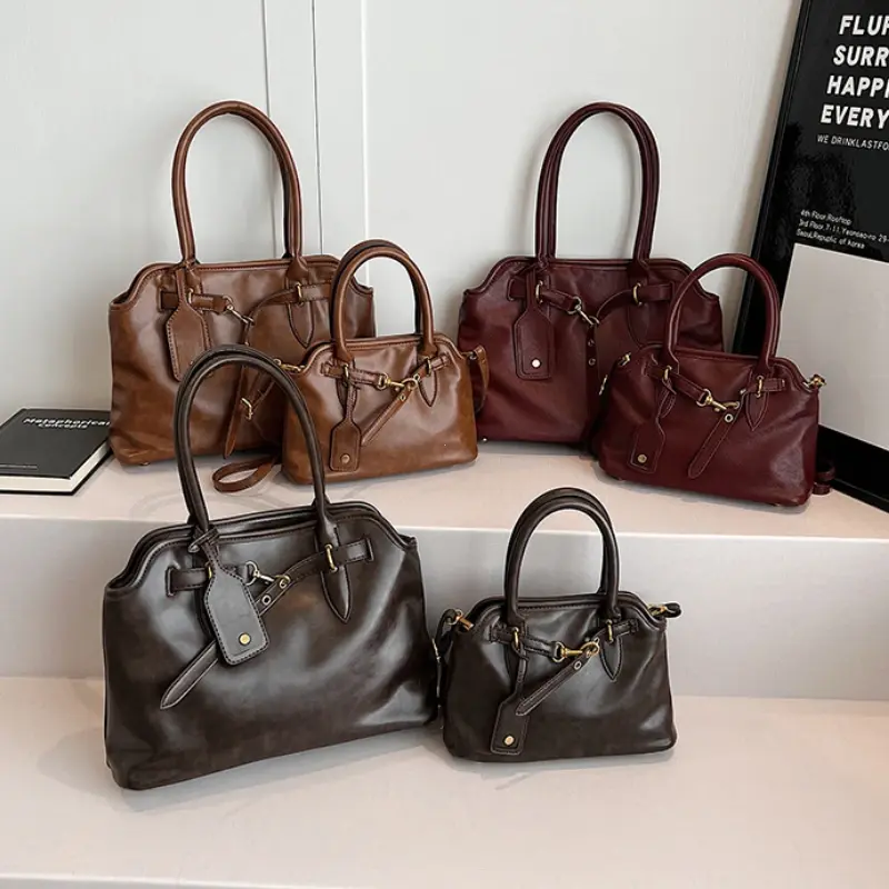 PU Leather Retro Tote Bag for Women 2025 Winter Trend New Fashion Y2K Handbags Lady Travel Shoulder Crossbody Bags Handbags