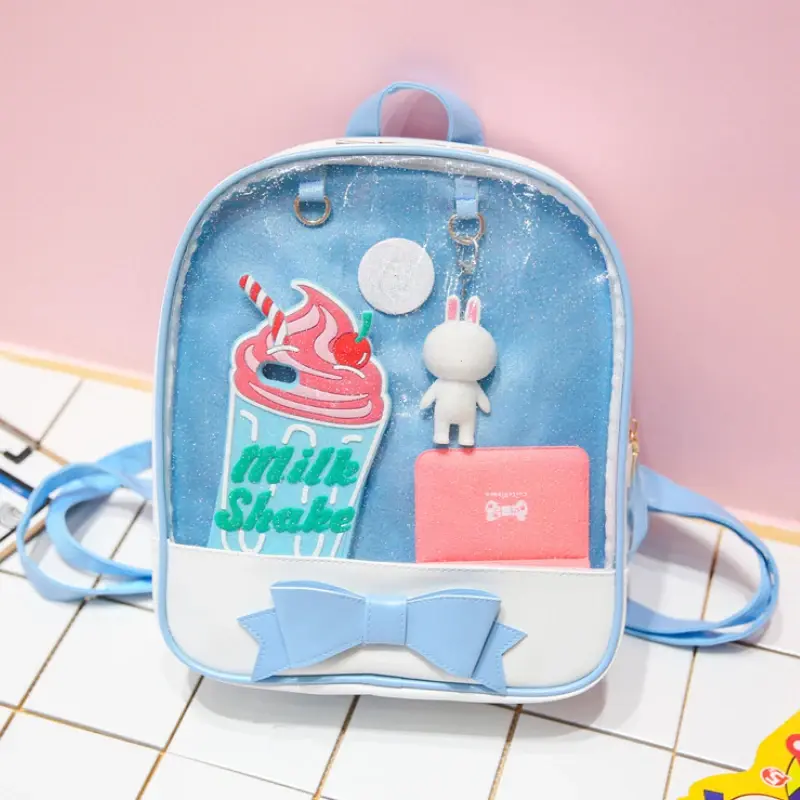 Y2K Cute Mini Backpack Clear Transparent Women Kawaii Backpacks Large Capacity Ita Backpack School Bags For College Student