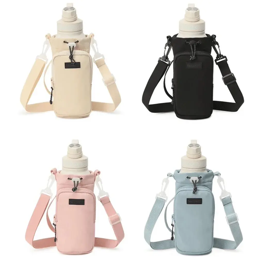 Portable Outdoor Water Bottle Bag with Adjustable Shoulder Strap Water Bottle Sleeve for Walking Hiking Camping Gym Shoulder Bag