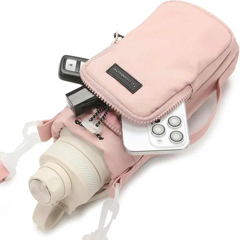 Portable Outdoor Water Bottle Bag with Adjustable Shoulder Strap Water Bottle Sleeve for Walking Hiking Camping Gym Shoulder Bag