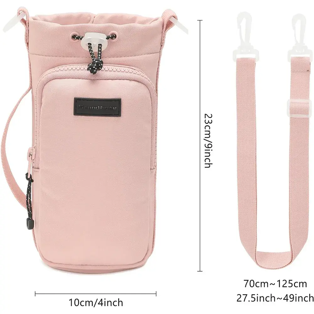 Portable Outdoor Water Bottle Bag with Adjustable Shoulder Strap Water Bottle Sleeve for Walking Hiking Camping Gym Shoulder Bag
