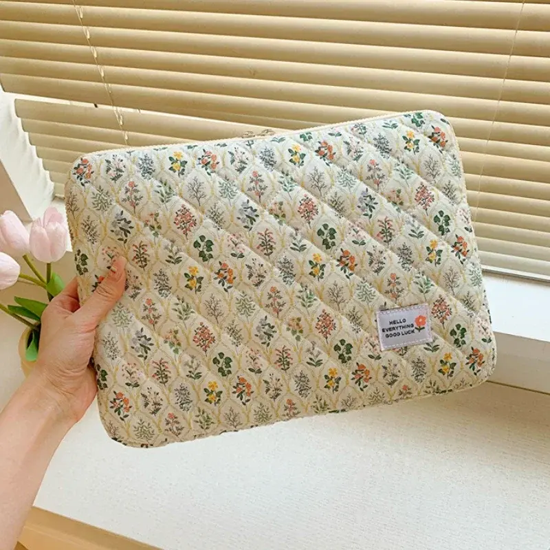 Flower Pattern Laptop Sleeve Case Bags for Macbook Air Pro 11 13 14Inch Cover for Ipad Pro 11 12.9 2025 Laptop Bag Makeup Pouch