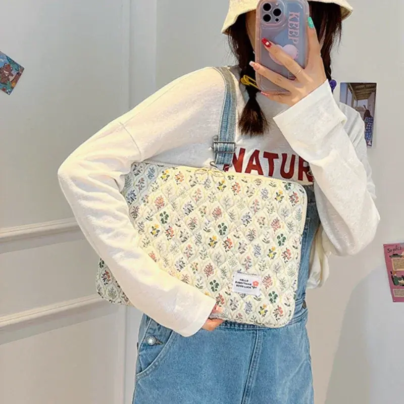 Flower Pattern Laptop Sleeve Case Bags for Macbook Air Pro 11 13 14Inch Cover for Ipad Pro 11 12.9 2025 Laptop Bag Makeup Pouch