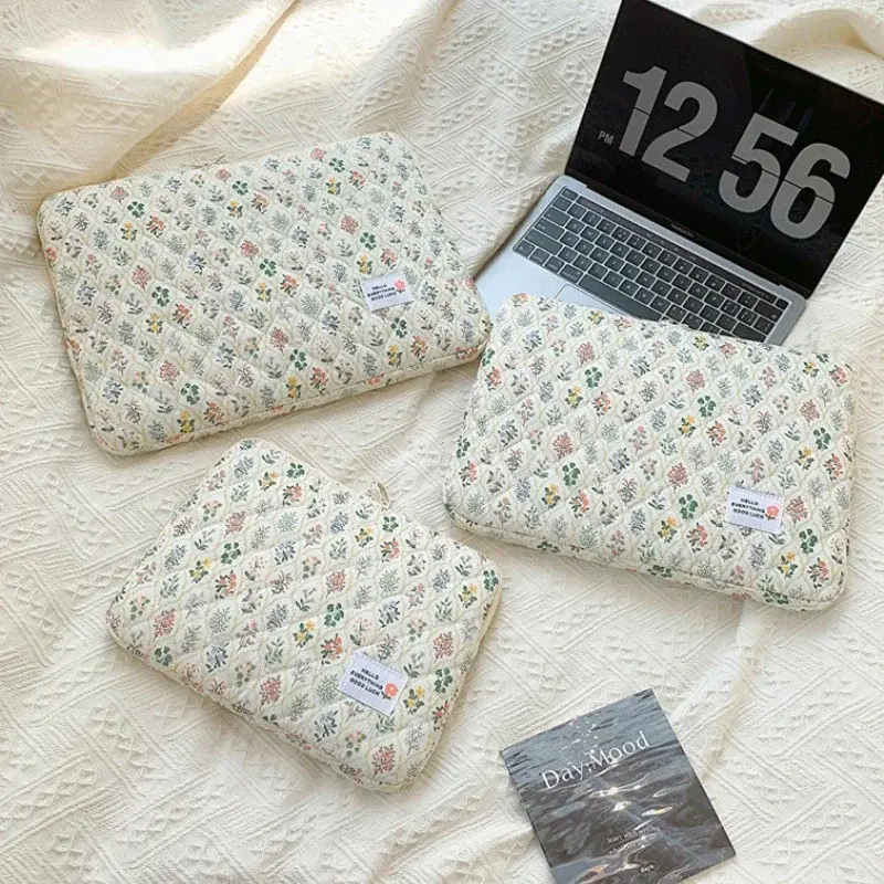 Flower Pattern Laptop Sleeve Case Bags for Macbook Air Pro 11 13 14Inch Cover for Ipad Pro 11 12.9 2025 Laptop Bag Makeup Pouch