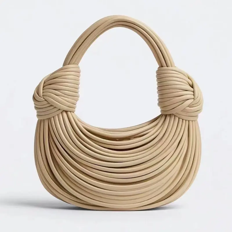 Handbags for Women 2025 New in Gold Luxury Designer Brand Handwoven Noodle Bags Rope Knotted Pulled Hobo Silver Evening Clutch