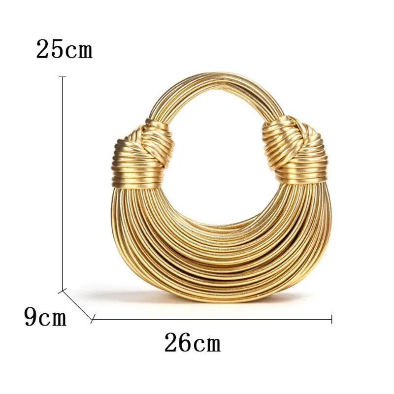 Handbags for Women 2025 New in Gold Luxury Designer Brand Handwoven Noodle Bags Rope Knotted Pulled Hobo Silver Evening Clutch