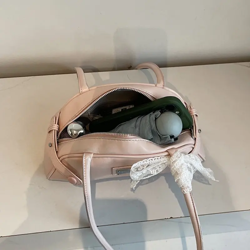Women Casual Tote Handbag PU Leather Bow Leisure Armpit Handbag Solid Color Travel Underarm Handbag Female Dating Bag