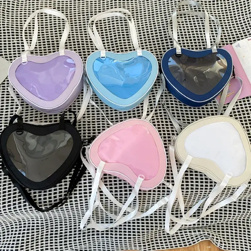 Love Heart Design Itabag Women 2025 New Transparent Crossbody Bags Girls Purses and Handbags Ita Bag for Girls JK Uniform Bag