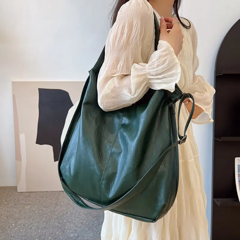 Fashion Big Leather Tote Bag For Women Large Capacity Retro Shoulder Bags Soft Leather Crossbody Handbags Large Lady Shopper Bag