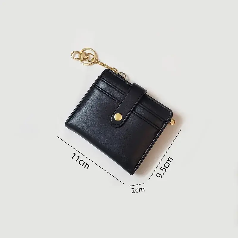 Coin Purse PU Women's Purses Short Thin Small Wallet Chic Metal Button Ladies Genuine Leather Card Holder Wallet Keychain Purses