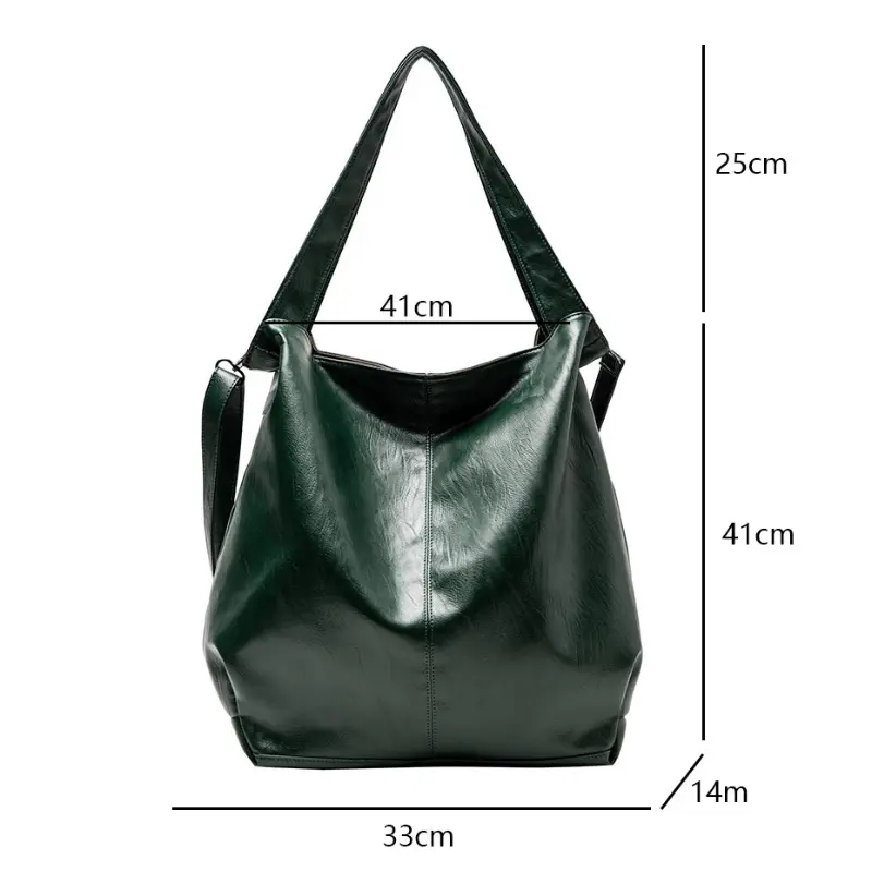 Fashion Big Leather Tote Bag For Women Large Capacity Retro Shoulder Bags Soft Leather Crossbody Handbags Large Lady Shopper Bag