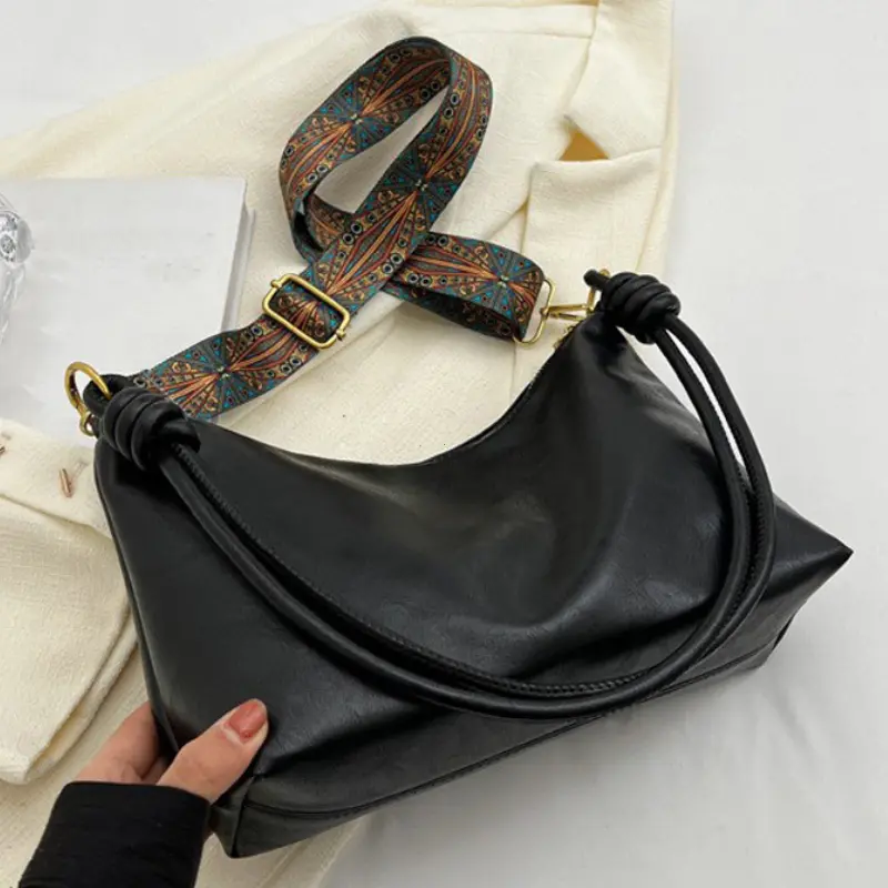 New fashionable women's bag, high-end soft leather texture, single shoulder bag, women's crossbody bag, geometric wide shoulder