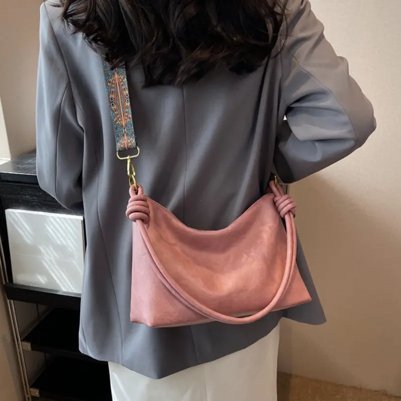 New fashionable women's bag, high-end soft leather texture, single shoulder bag, women's crossbody bag, geometric wide shoulder