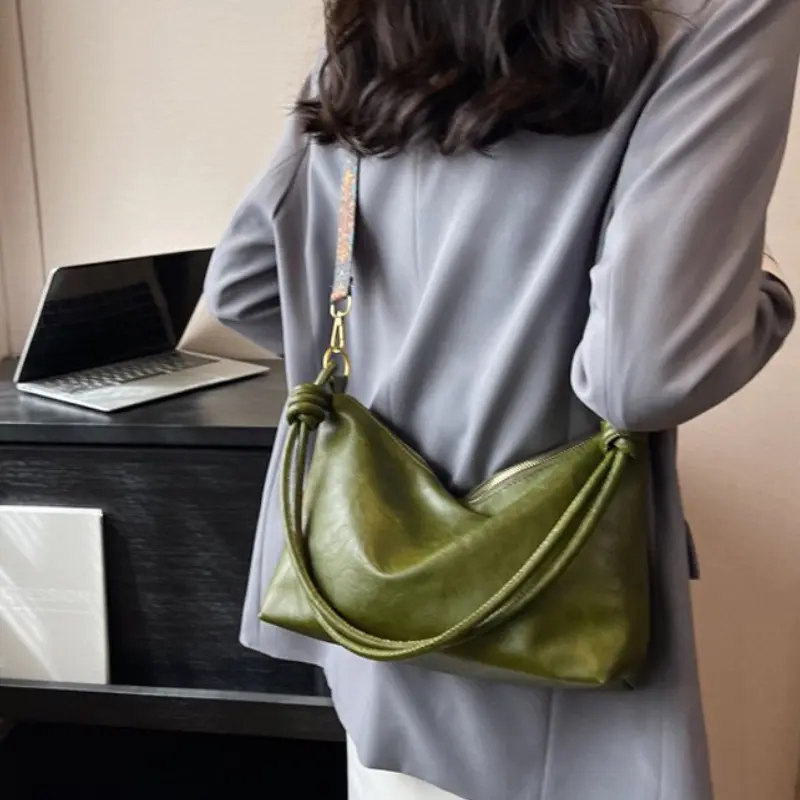New fashionable women's bag, high-end soft leather texture, single shoulder bag, women's crossbody bag, geometric wide shoulder