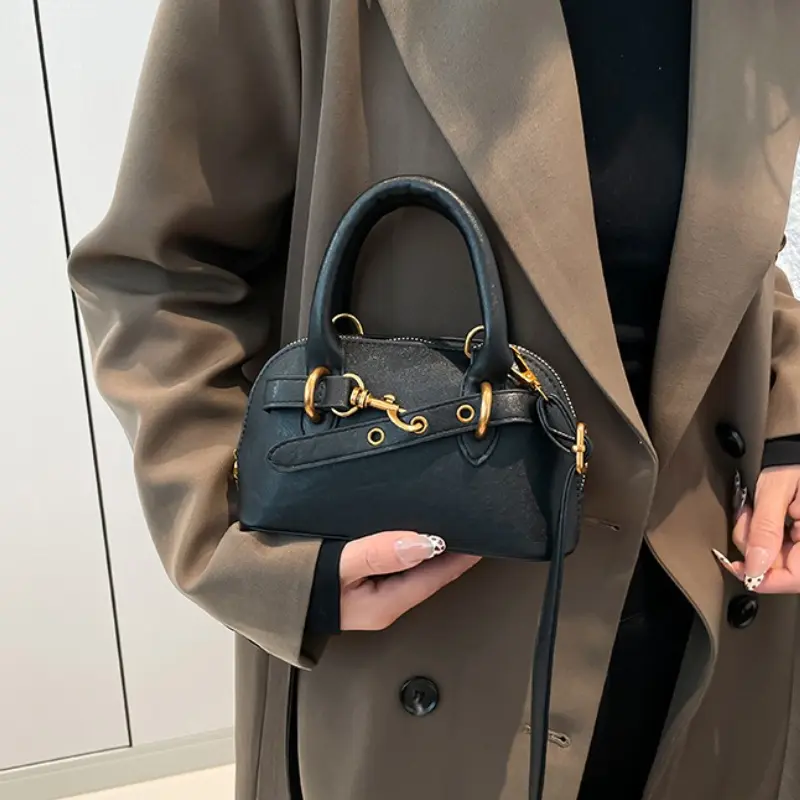 Small Size Top-handle Bags For Women Belt Buckle Design Mini Shoulder Cross Body Shell Bag Luxury Designer Purses And Handbags