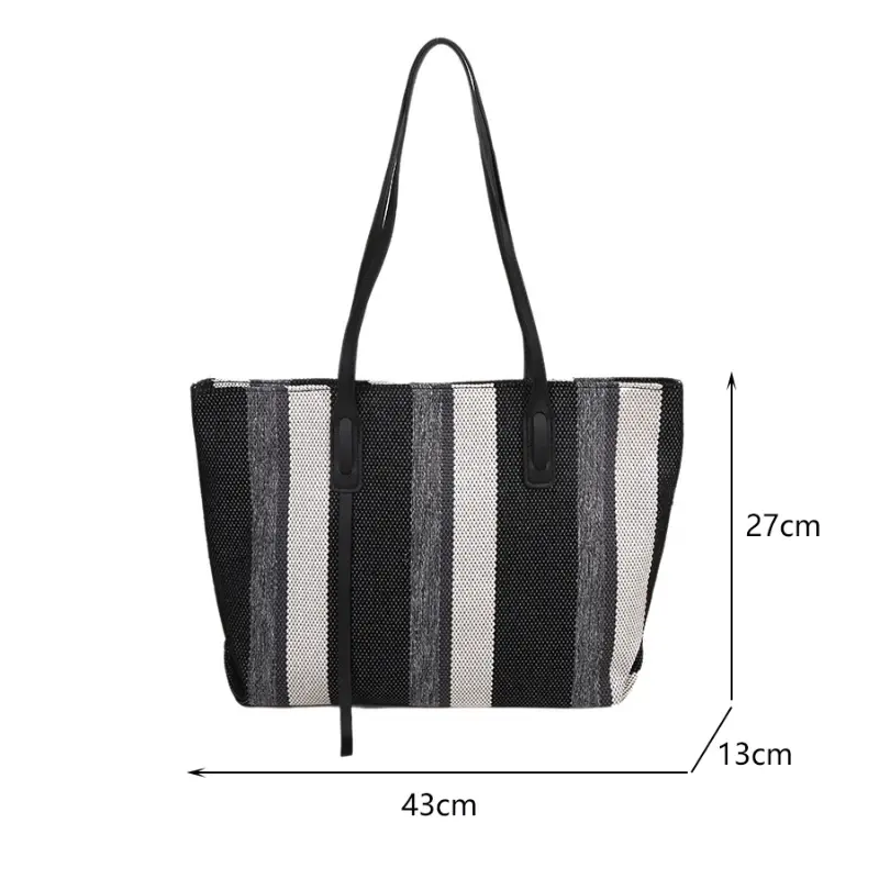 Raffia Summer Bags for Woman 2025 Stripe Designer Shoulder Crossbody Shopper Storage Bag Women Casual Canvas Handbag Tote Bag