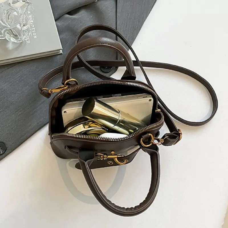 Small Size Top-handle Bags For Women Belt Buckle Design Mini Shoulder Cross Body Shell Bag Luxury Designer Purses And Handbags