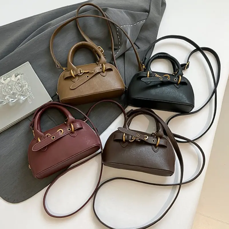 Small Size Top-handle Bags For Women Belt Buckle Design Mini Shoulder Cross Body Shell Bag Luxury Designer Purses And Handbags
