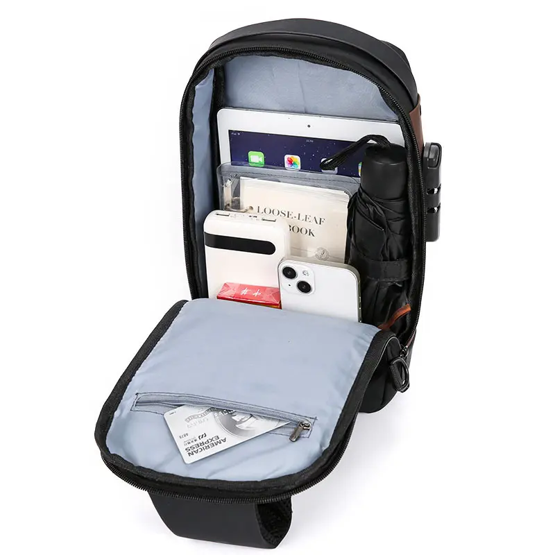 Fashion Business Men's Crossbody Bag Anti-Theft Password Lock Men's Chest Bag With USB Charging Port Travel Shoulder Bag for Man