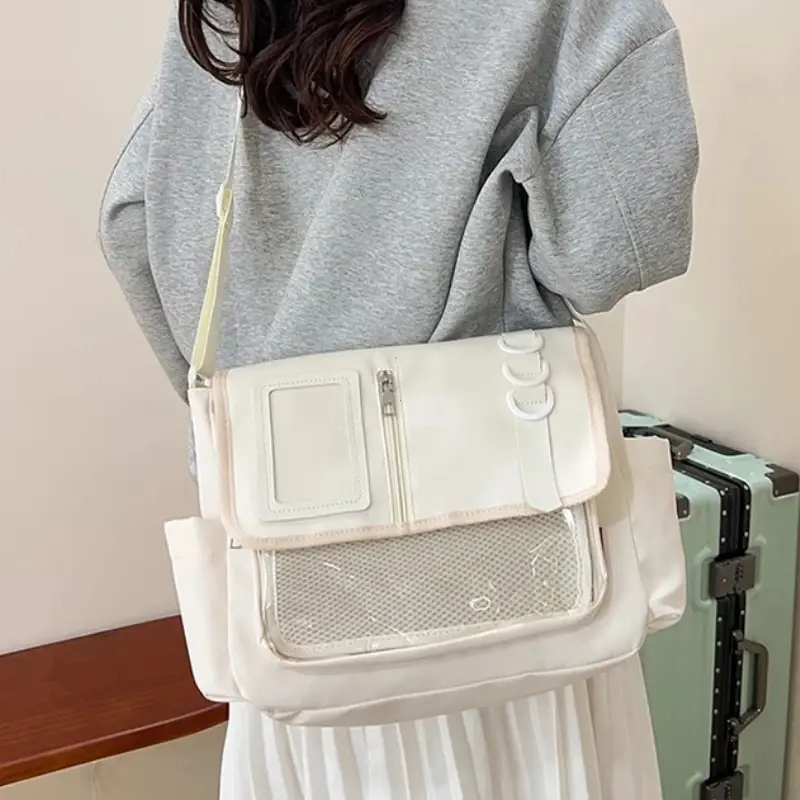 Y2K Japanische Harajuku Schultaschen für Mädchen Neue transparente Itabag Schulter Umhängetasche DIY Abzeichen Display Platte