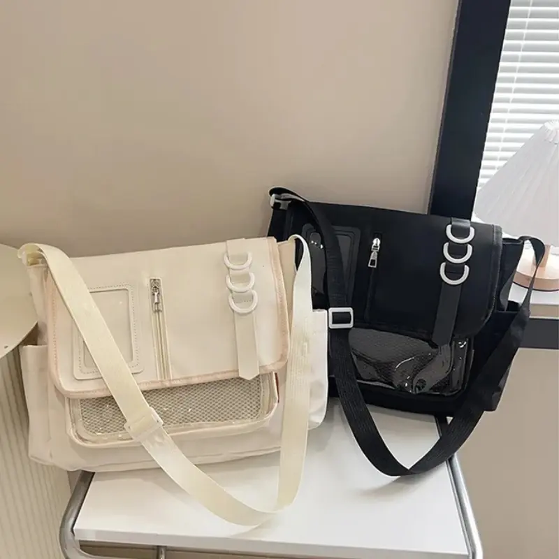 Y2K Japanische Harajuku Schultaschen für Mädchen Neue transparente Itabag Schulter Umhängetasche DIY Abzeichen Display Platte