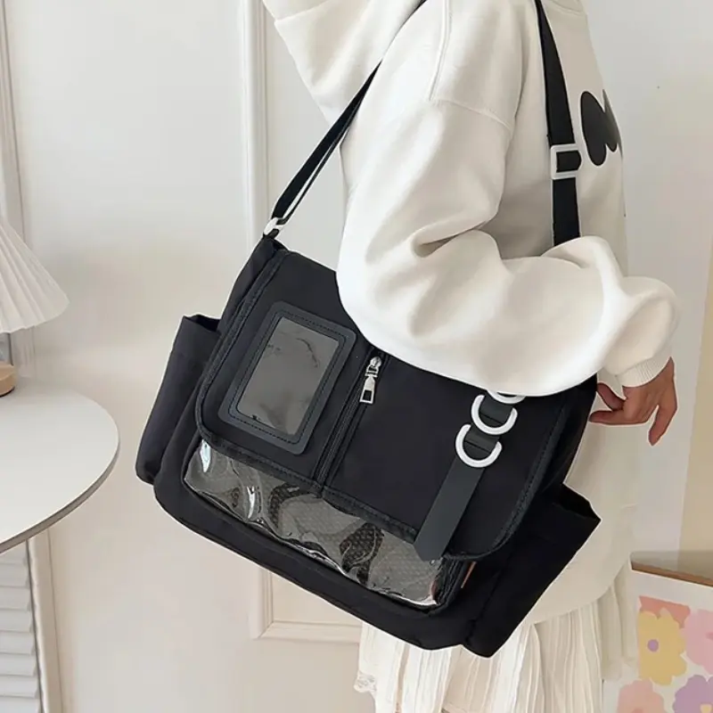 Y2K Japanische Harajuku Schultaschen für Mädchen Neue transparente Itabag Schulter Umhängetasche DIY Abzeichen Display Platte