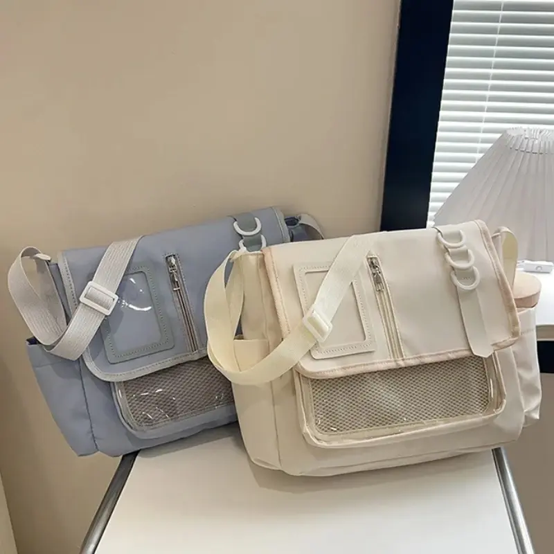 Y2K Japanische Harajuku Schultaschen für Mädchen Neue transparente Itabag Schulter Umhängetasche DIY Abzeichen Display Platte