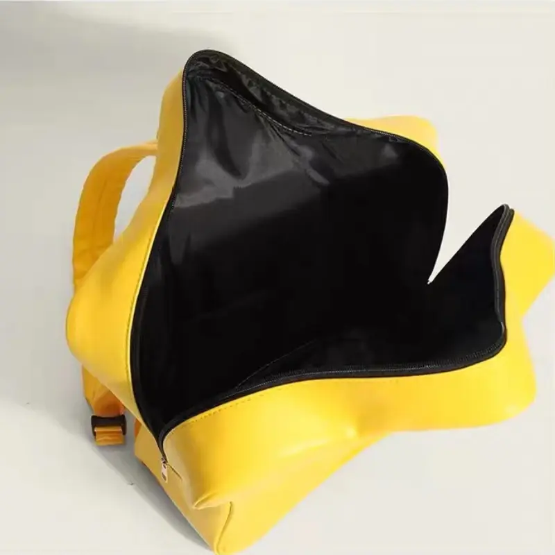 Yellow Star Backpack PU Leather Shoulder Bag Cute Teenage Girl Kawaii Women Schoolbag Knapsack Y2K Spicy Girl Travel Backpack