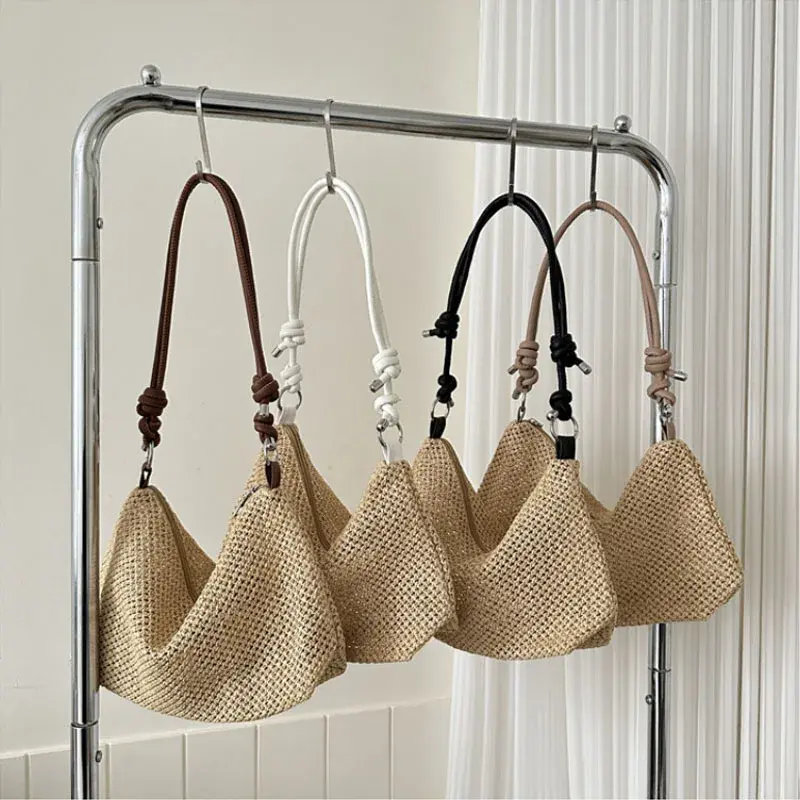 Summer Handwoven Straw Beach Women Tote Bags 2025 Vintage Hollow Out Basket Rattan Handbag Vacation Shoulder Bag New Beach Bag