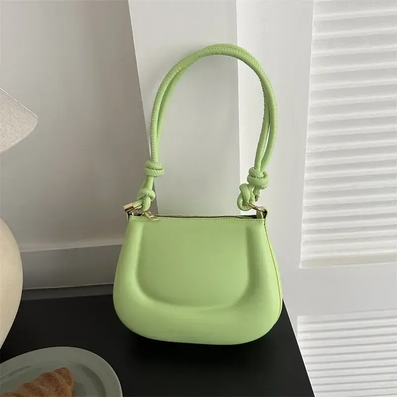 Soft PU Ladies Leather Crossbody Bag Women Purple Underarm Bag Retro Solid Color Handbag Fashion Design Girl Small Shoulder Bag