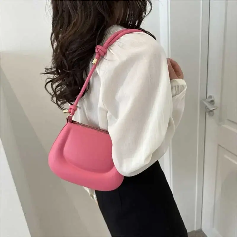 Soft PU Ladies Leather Crossbody Bag Women Purple Underarm Bag Retro Solid Color Handbag Fashion Design Girl Small Shoulder Bag