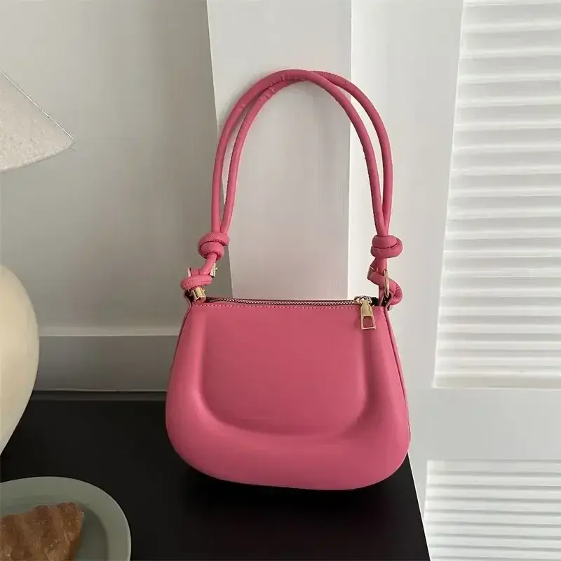 Soft PU Ladies Leather Crossbody Bag Women Purple Underarm Bag Retro Solid Color Handbag Fashion Design Girl Small Shoulder Bag