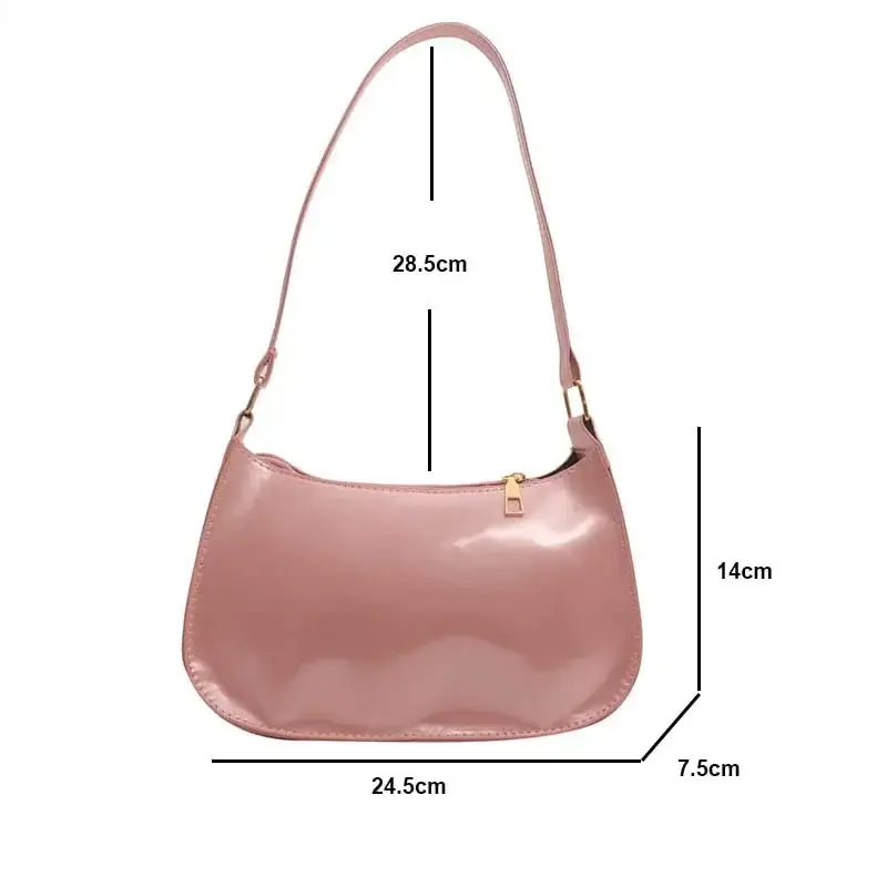 2025 Women's Patent Leather Handbag Versatile Fashion Shoulder Bag Casual Commuting Bag Girl Brand Designer Zipper Small Handbag