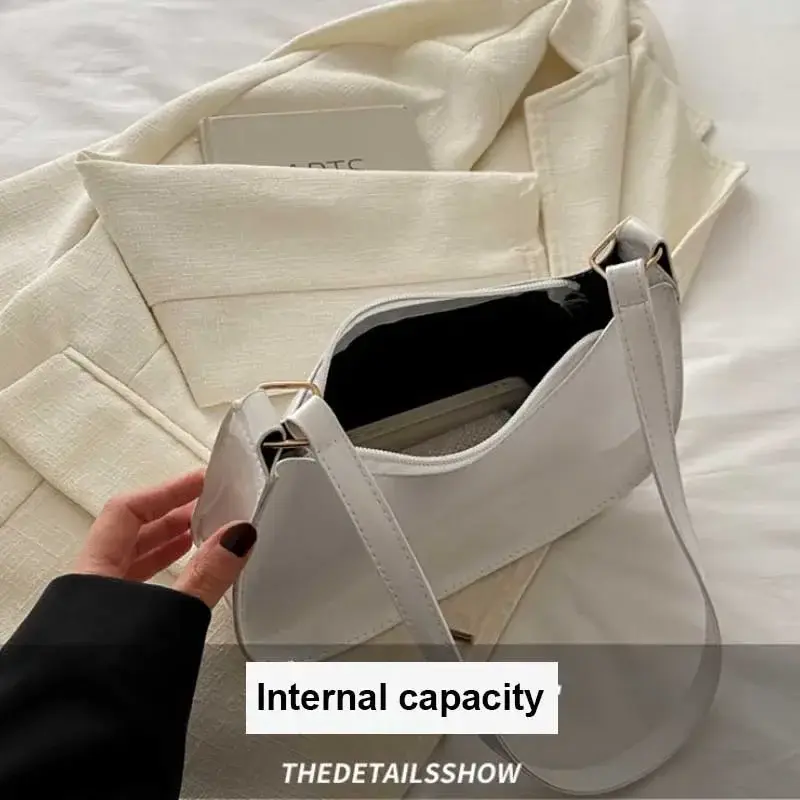 2025 Women's Patent Leather Handbag Versatile Fashion Shoulder Bag Casual Commuting Bag Girl Brand Designer Zipper Small Handbag